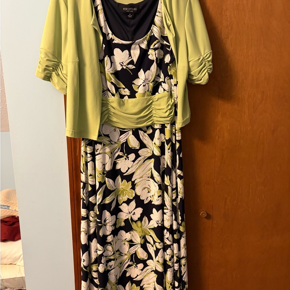 Perceptions Black and Lime Floral Maxi Dress